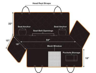 מידות כיסוי מושב אחורי לכלבים איכותי מאוד צבע שחור